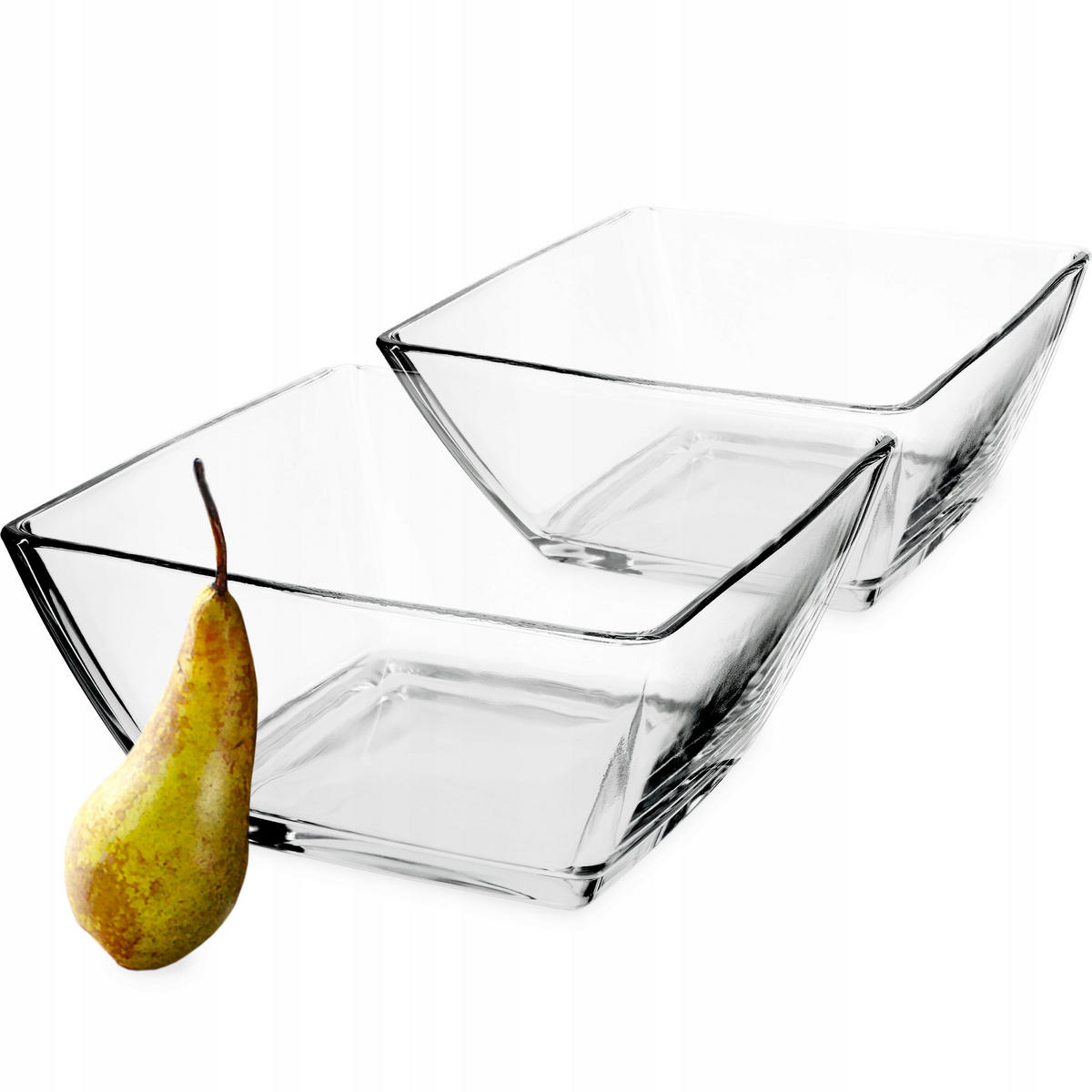 SALATSCHÜSSEL, Quadratisch, 19 cm, 2 Stück - Transparent, Glas (19cm) - KADAX