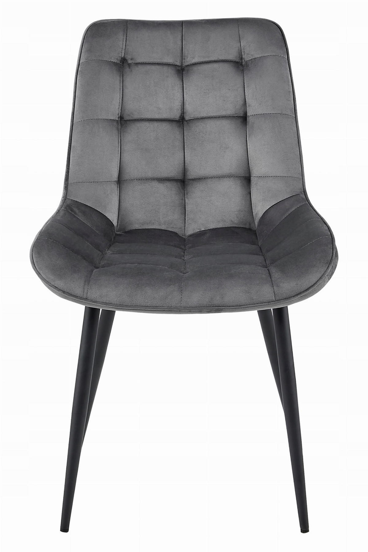 STUHL BARDI 2-er Set, Grau, Schwarz, mit Samtstoff gepolstert - Rosa, Textil/Metall (54/88/60cm) - Komodee