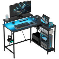 ECKSCHREIBTISCH DE-14907 mit LED, USB & Steckdosen Schwarz - Schwarz, Holzwerkstoff (107/80/90cm) - ComfortXL