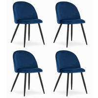 ESSZIMMERSTUHL 4-er Set BELLO marineblauer Sitz, schwarze Beine - Schwarz/Dunkelblau, Textil (46/76.5/42.5cm) - Valora