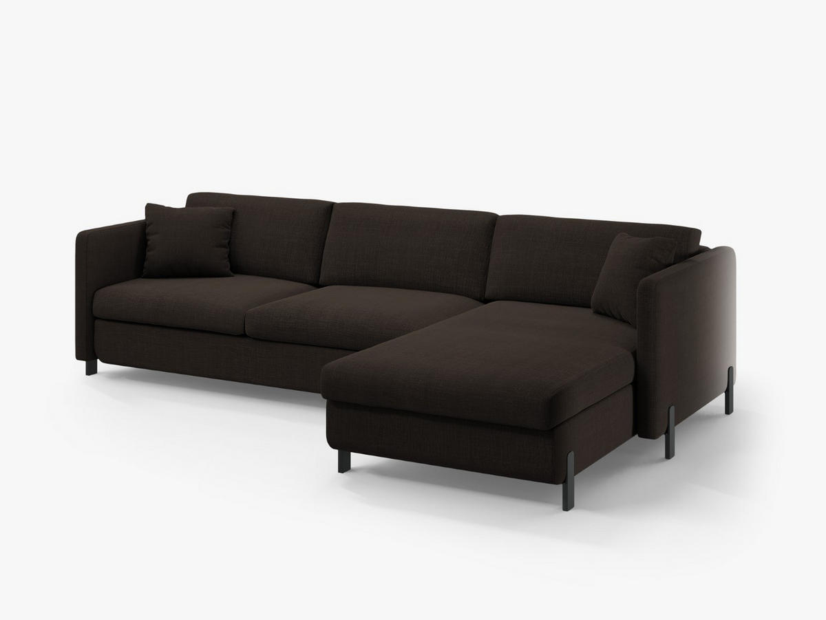 ECKSOFA ausklappbar rechts mit Container Gloria aus strukturiertem Stoff dunkelgrau 4 Sitzplätze - Dunkelgrau, Textil (170/260cm) - Micadoni