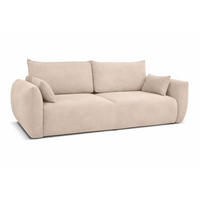 SOFA Mit Schlaffunktion Und Bettkasten, Veloursstoff Salvador, Beige, Zephira - Beige, Holz (238/87/102cm) - Kaiser Möbel