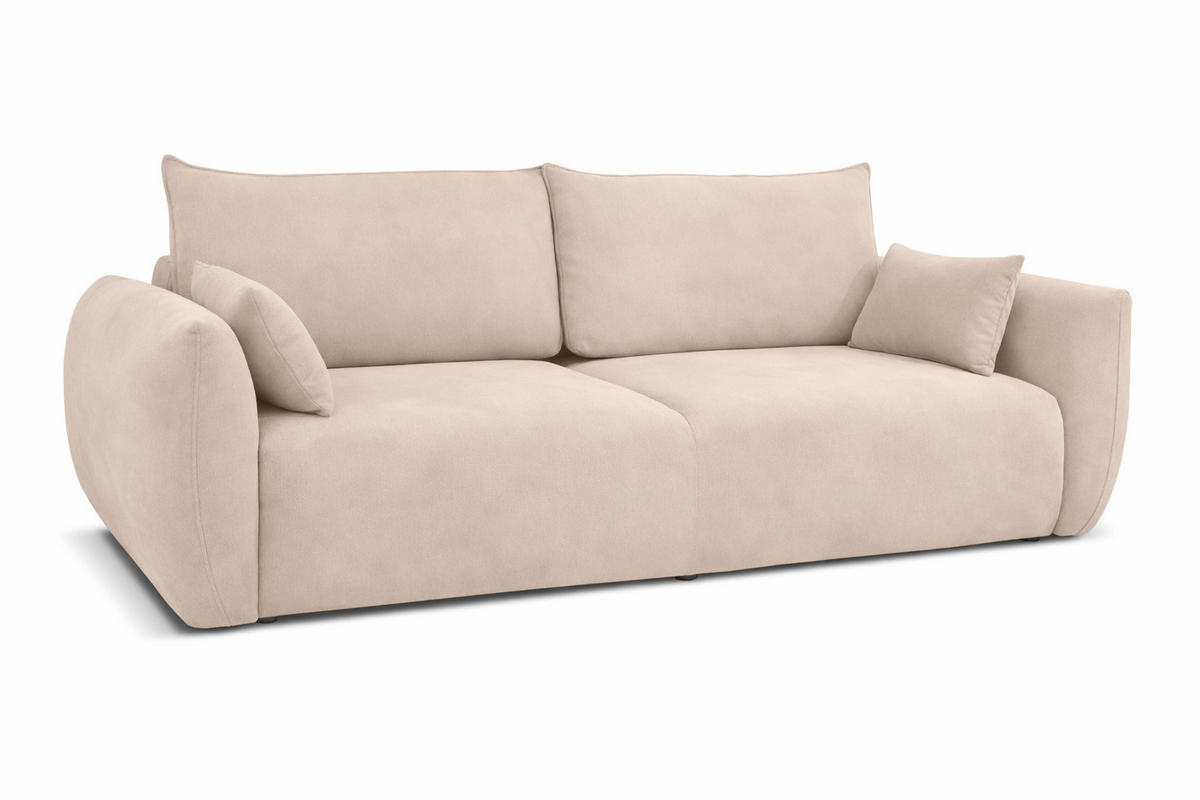 SOFA Mit Schlaffunktion Und Bettkasten, Veloursstoff Salvador, Beige, Zephira - Beige, Holz (238/87/102cm) - Kaiser Möbel