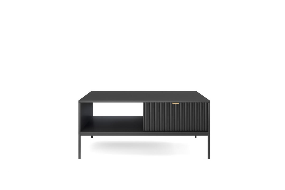 COUCHTISCH NOVA - L104, goldenen Akzenten, 104x68x46 cm Schwarz - Schwarz, Holzwerkstoff/Kunststoff (68/104/46cm) - DomoHome