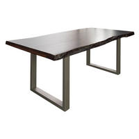 BAUMTISCH Akazie 220x100x77 braun lackiert / U-Beine silber matt FREEFORM 5 - Silberfarben/Braun, Holz (220/100/77cm) - Massivmoebel24