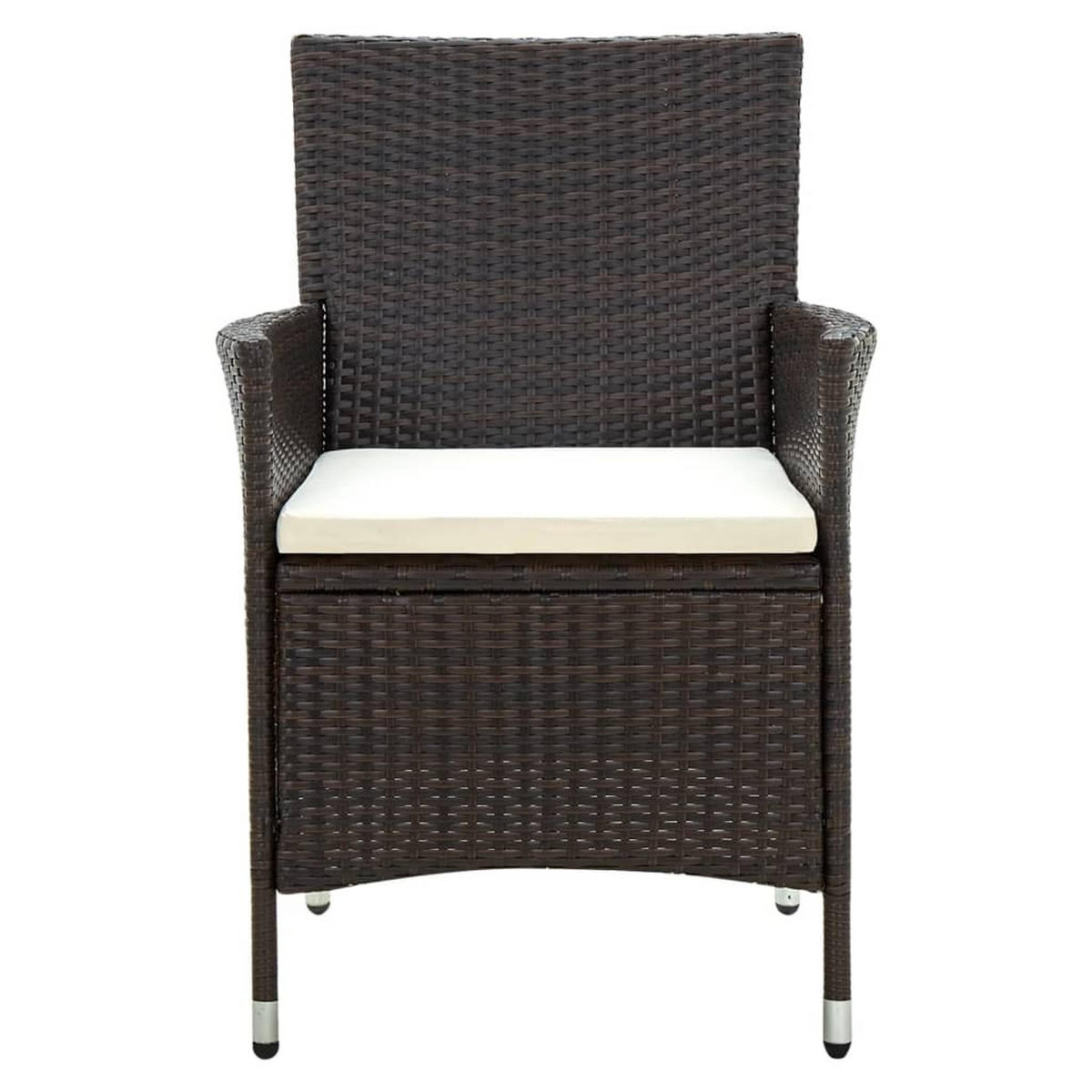 GARTENSTÜHLE mit Sitzpolster 4 Stk. Poly Rattan Braun - Braun/Weiß, Textil (61/88/60cm) - furnicato