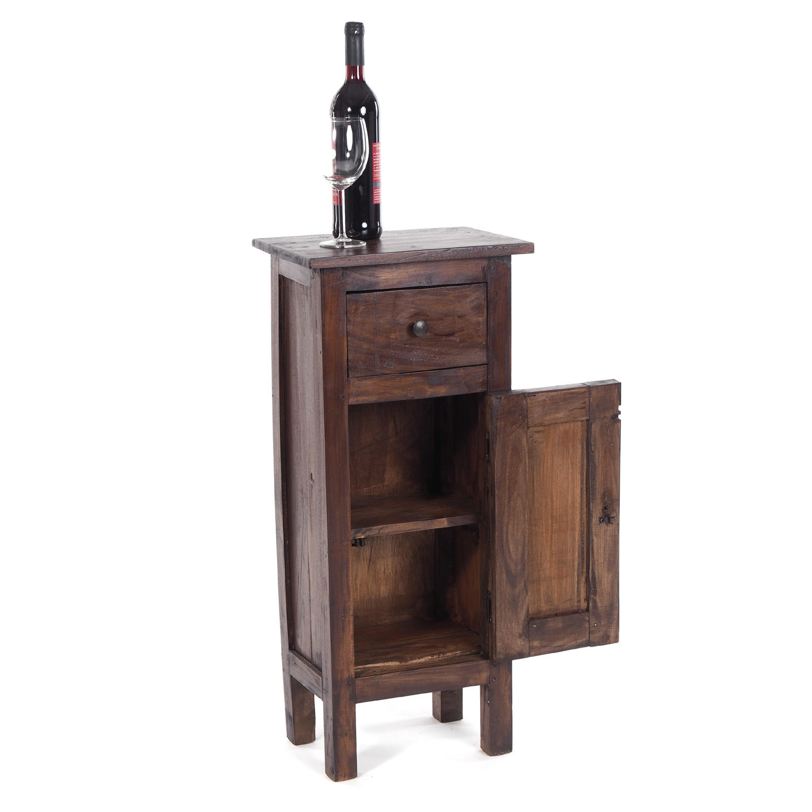 FLURSCHRANK PLANT 80 Mahagoni Recyclingholz, Used Look 03 dunkelbraun - Dunkelbraun, Holz (35/80/25cm) - DESIGN DELIGHTS