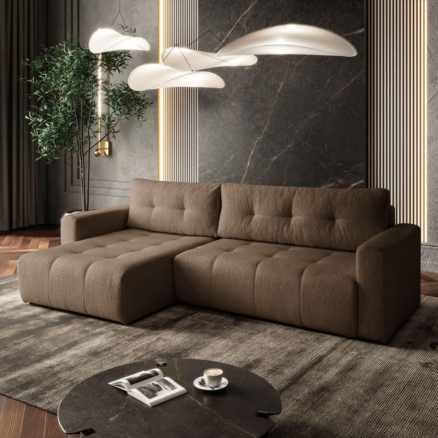 Thumbnail - Lookway Ecksofa, Braun, Textil, 261x143 cm, Wohnzimmer, Sofas & Couches, Wohnlandschaften, Ecksofas