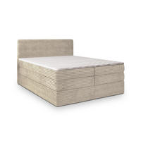 BOXSPRINGBETT LUNERA 180x200 cm mit Matratze und Topper - Creme - Creme, Holz (180/200cm) - MASSENO