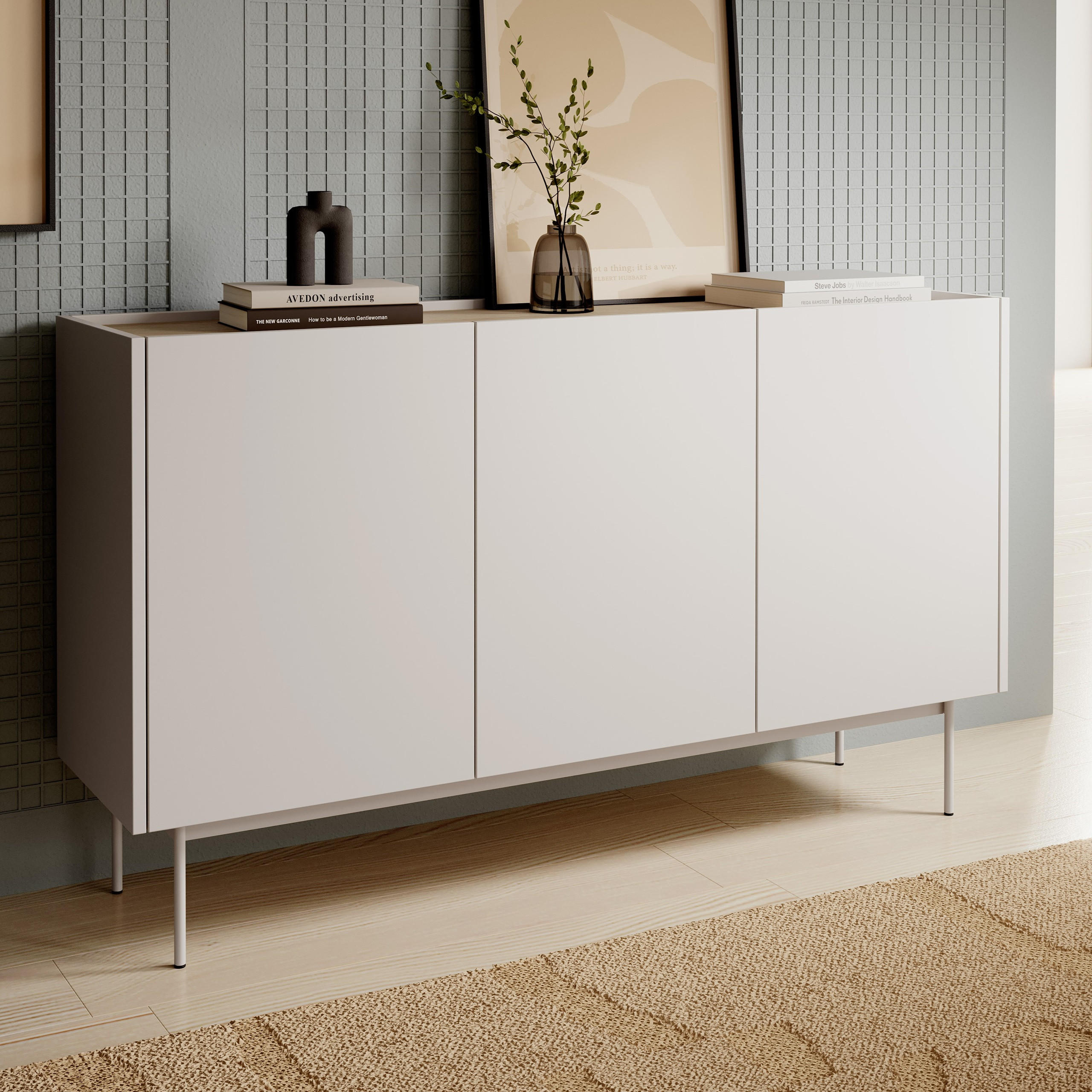SIDEBOARD COLORE 144/83/37 cm mit 3 Türen Kaschmir - Kaschmir, Holzwerkstoff (144/83/37cm) - MASSENO