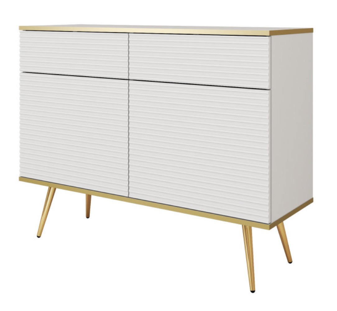 SIDEBOARD Weiß POLO Mit Gerillten Fronten Auf Hohen Beinen - Weiß, Holzwerkstoff (107/85/39cm) - Sepro Meble