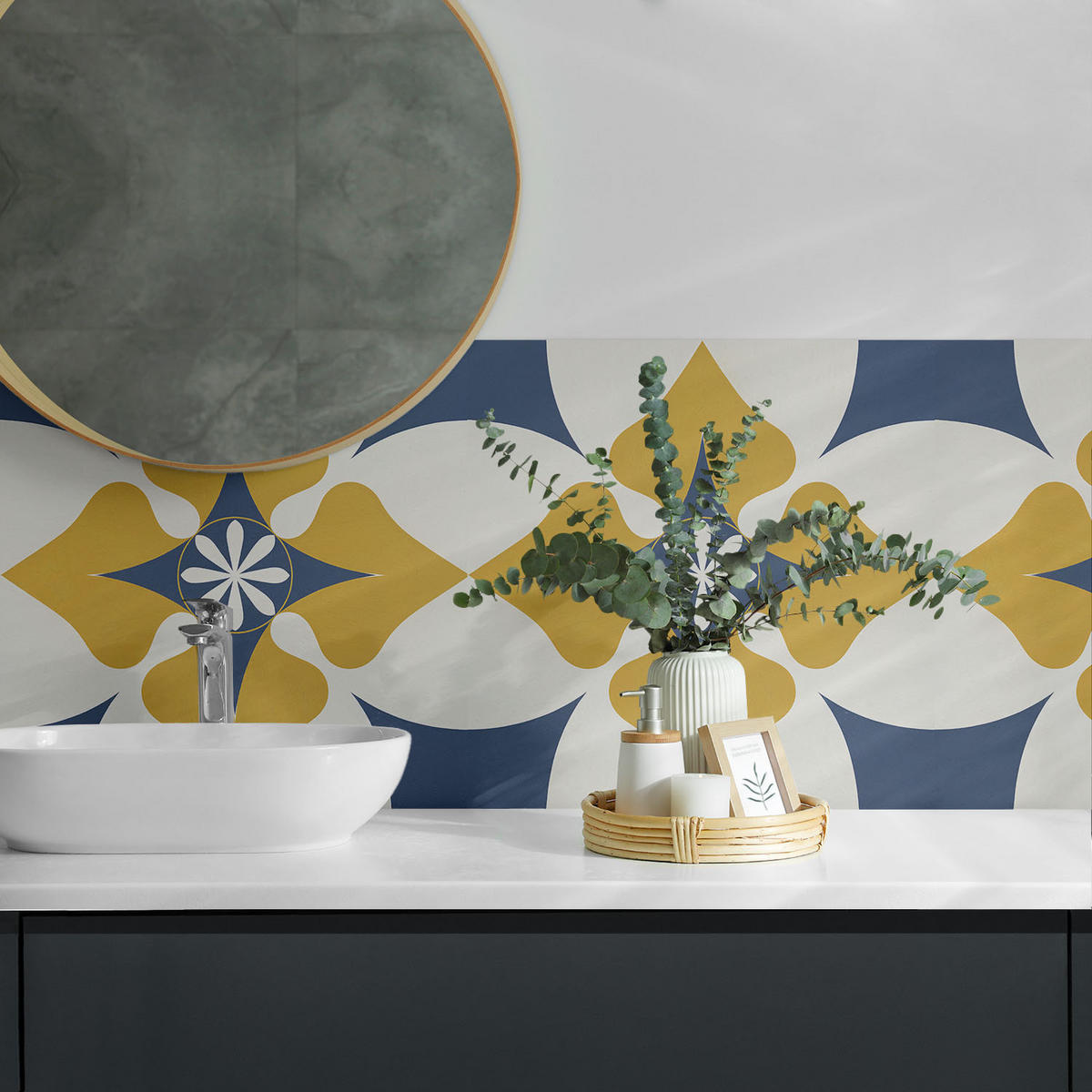 WANDPANEEL 4x 50x50 cm selbstklebend Solvian - Gelb, Kunststoff (50/1.6/50cm) - Wallfluent