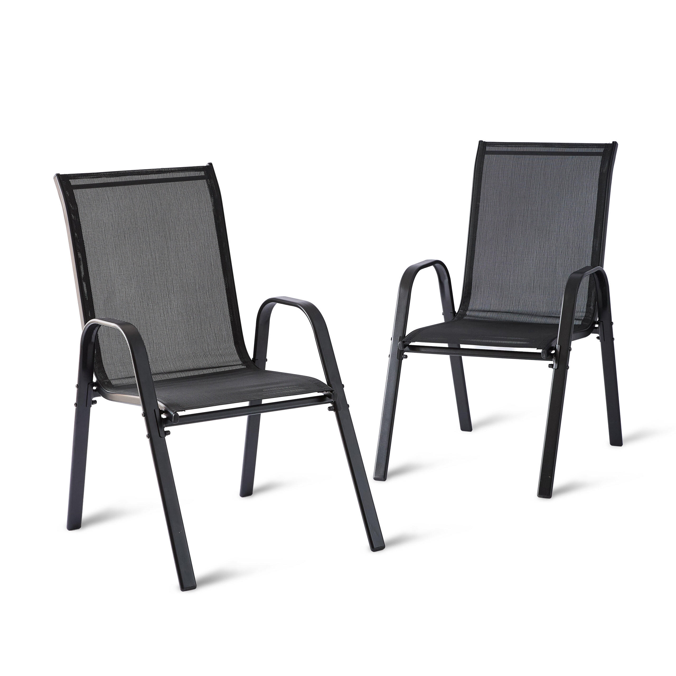 GARTENSTÜHLE-SET - Anthrazit, Kunststoff/Textil (56/90/65cm) - Relaxdays