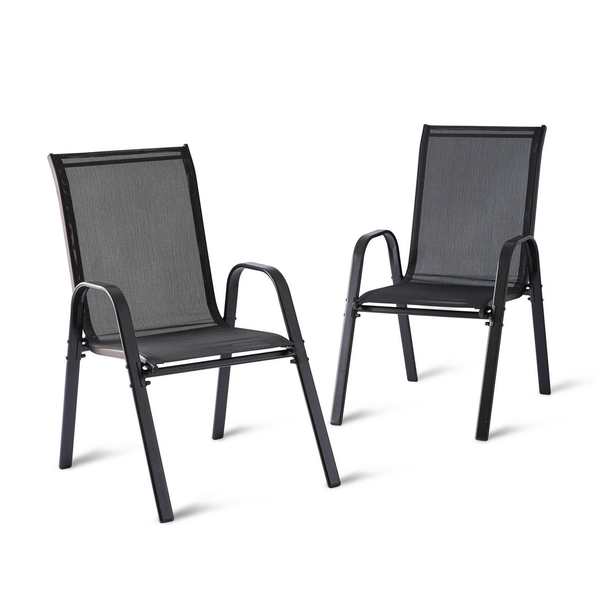 GARTENSTÜHLE-SET - Anthrazit, Kunststoff/Textil (56/90/65cm) - Relaxdays