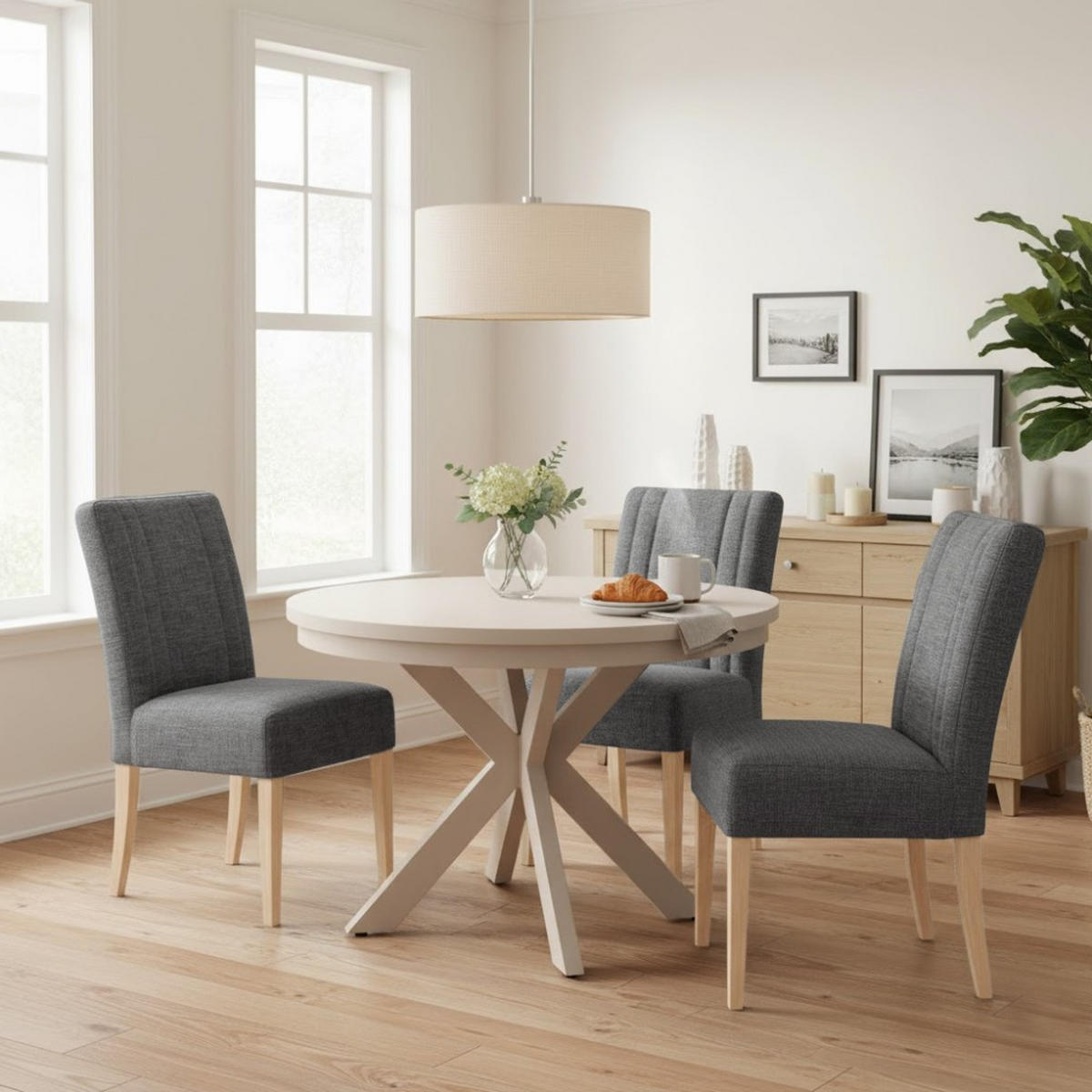 STUHL FREYA mit Buchenholzbeinen, Polsterstuhl, Dunkelgrau - Dunkelgrau/Buchefarben, Holz (47/94/42cm) - Beautysofa