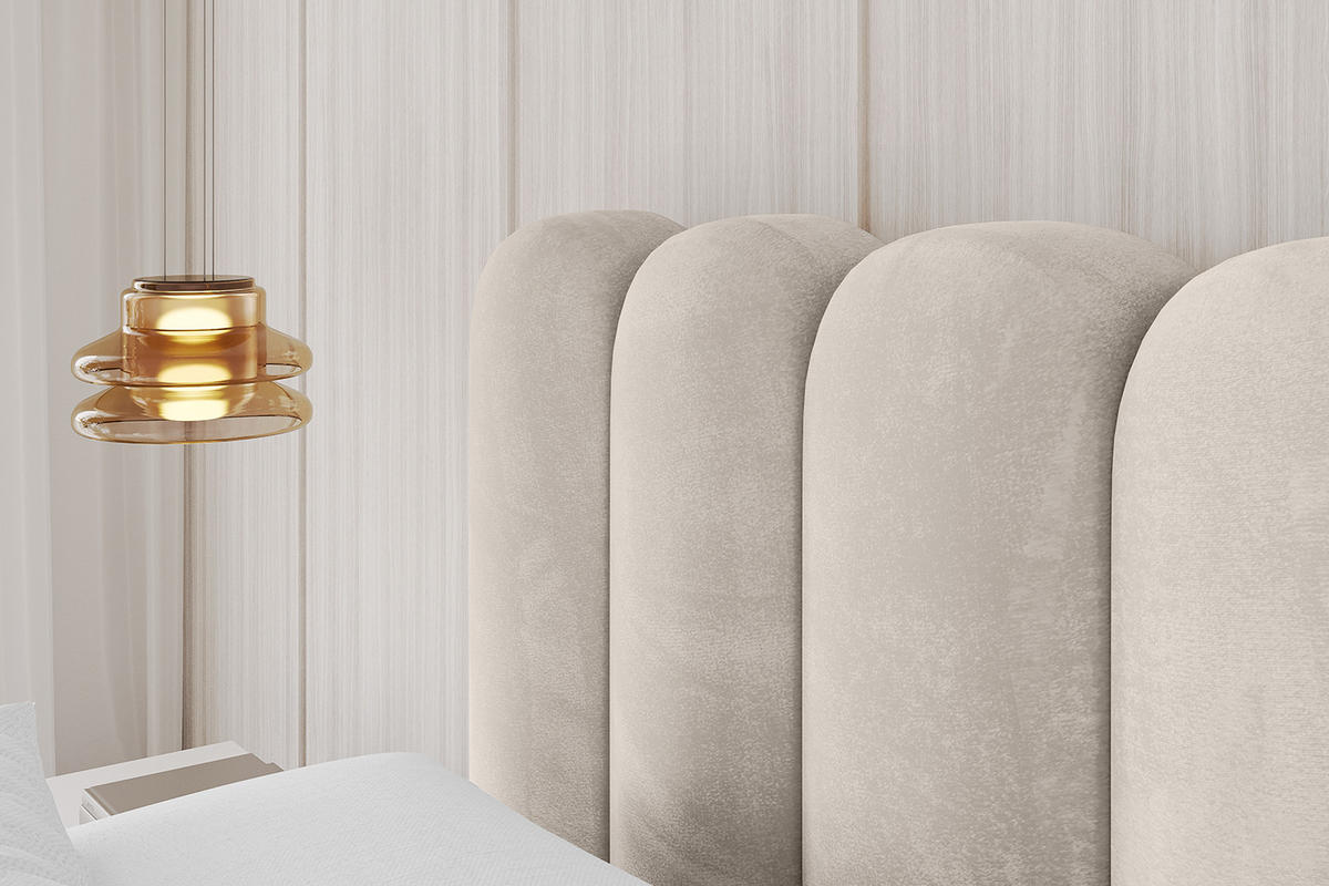 POLSTERBETT mit Bettkasten, Fußteil und Lattenrost, Boxbett ohne Matratze - SENA-Z 180x200 Beige - Beige, Holzwerkstoff/Textil (180/200cm) - ALTDECOR