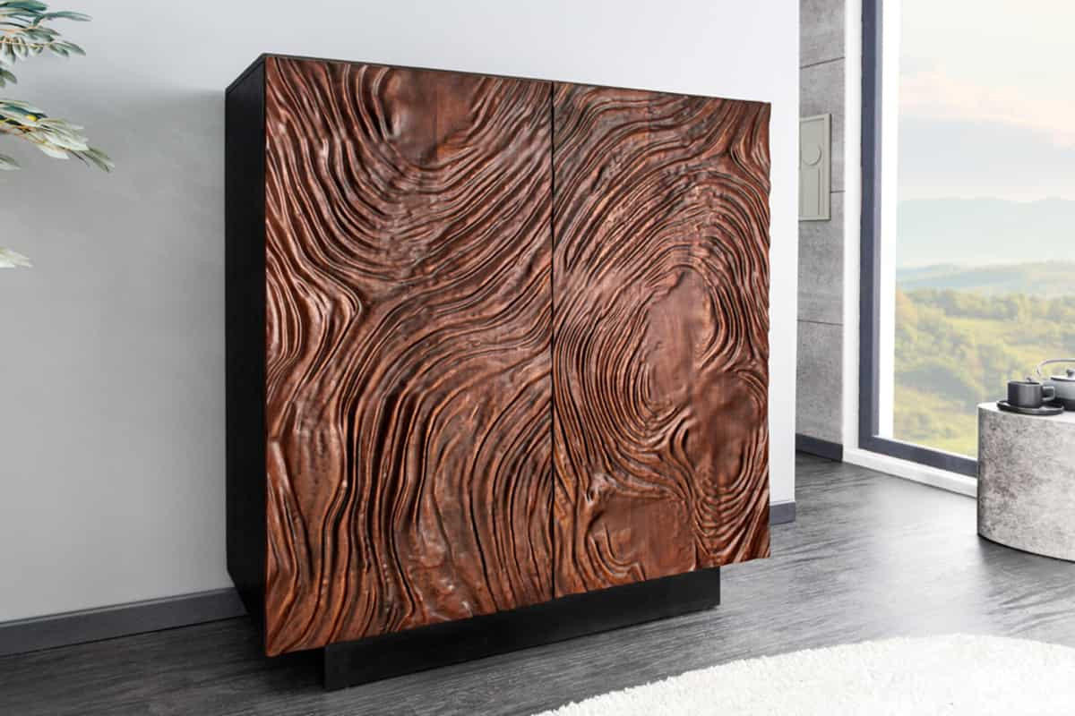 HIGHBOARD FLUID Braun Akazie 110cm - Schwarz/Braun, Holz (100/110/38cm) - riess-ambiente