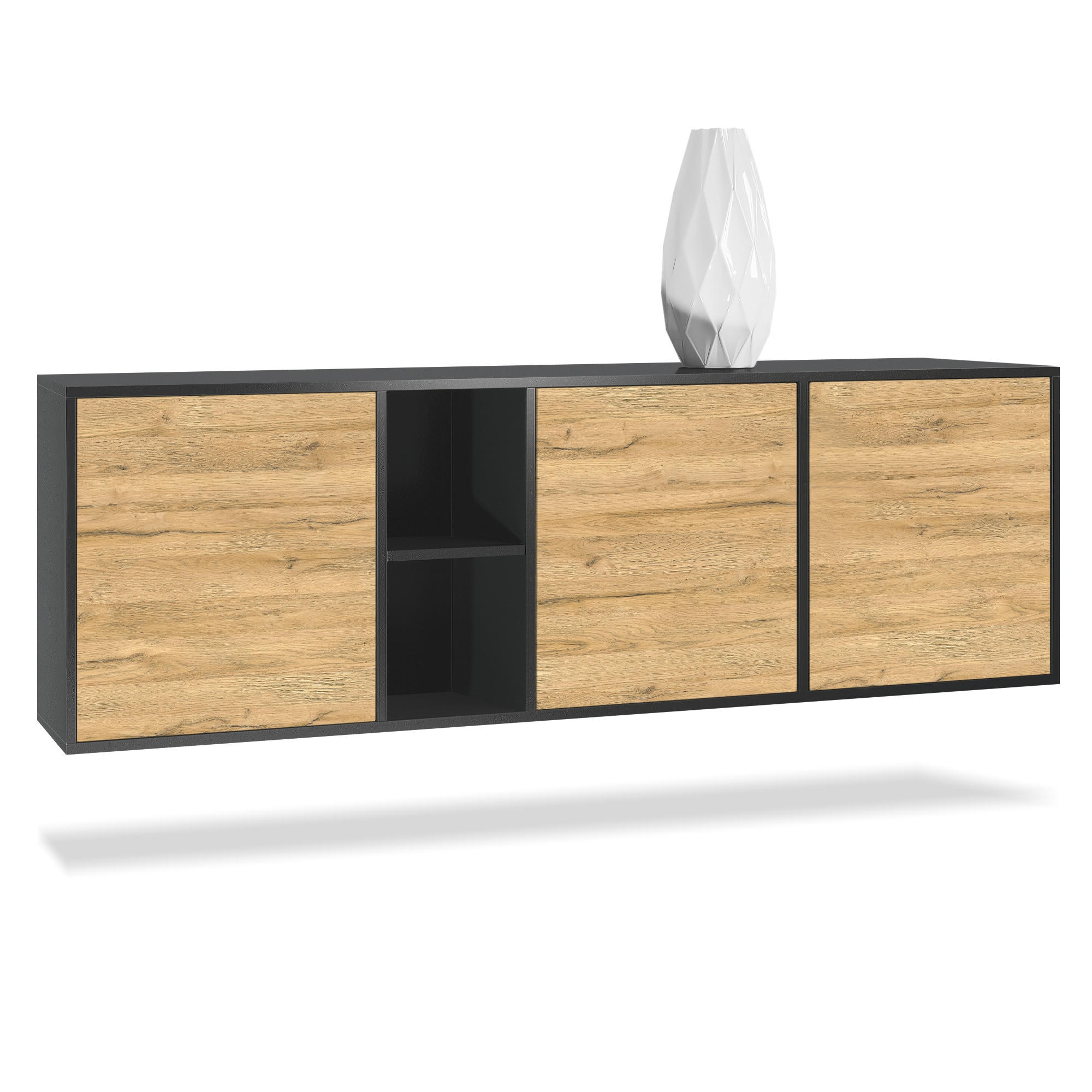 SIDEBOARD Cuba Türen in Eiche Natur - Eichefarben, Holzwerkstoff (182/53/35cm) - Vladon
