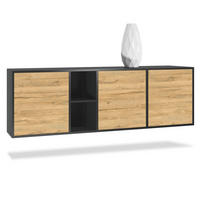 SIDEBOARD Cuba Türen in Eiche Natur - Eichefarben, Holzwerkstoff (182/53/35cm) - Vladon