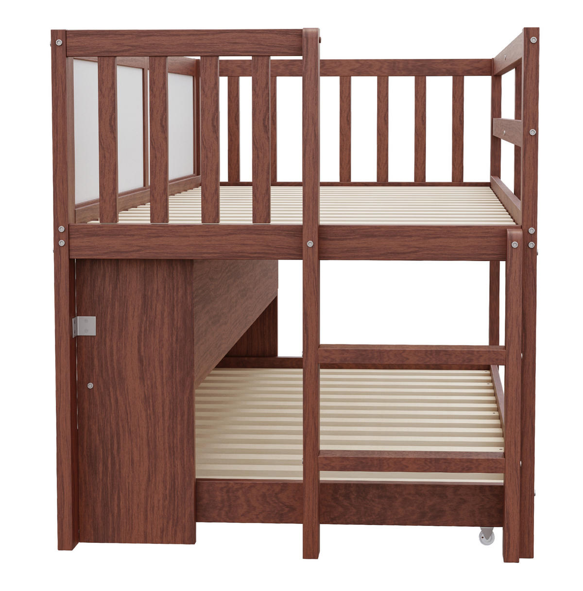 ETAGENBETT aus Holz 90x200 cm in Braun mit Ausziehbett & Tafel - Braun, Holz (90/200cm) - Modfu
