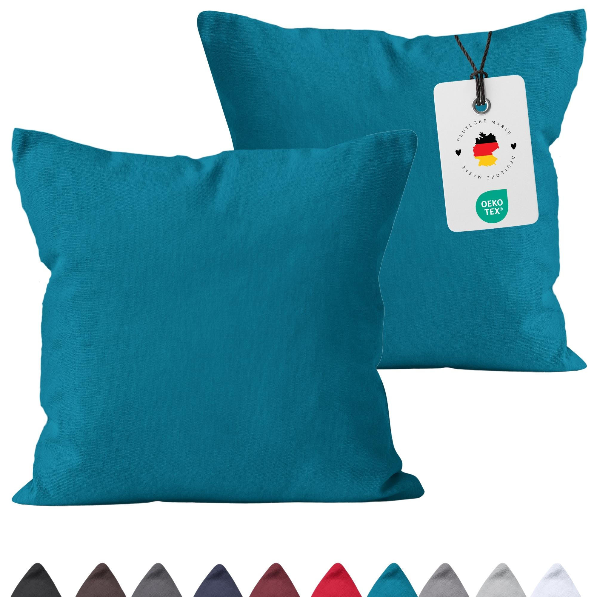 KISSENBEZUG 40x40 cm aus 100% Baumwolle, Kissenhülle Petrol Uni - Petrol, Textil (40/40cm) - Carpe Sonno