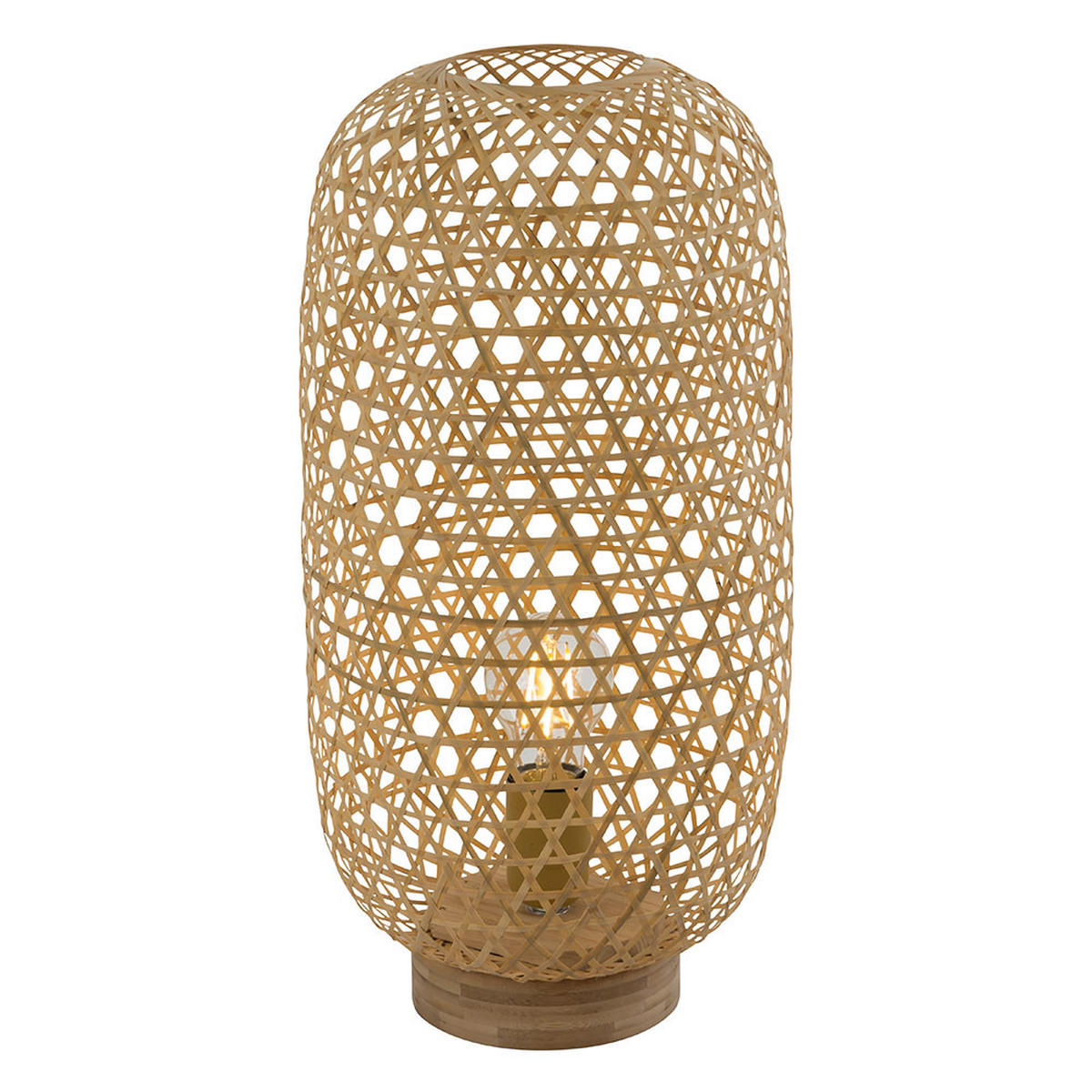 TISCHLEUCHTE Bambusoptik Braun - Braun, Holz (22/22/46cm) - Globo Lighting