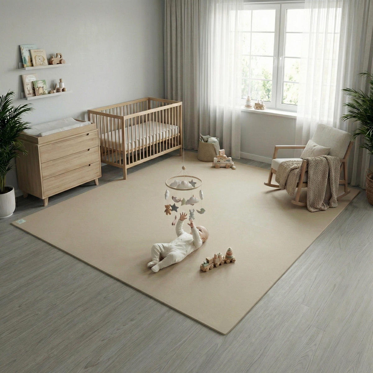 KRABBELMATTE rutschfest, Öko-Tex & Made in Germany, 60cm X 120cm Sand / Beige - Beige, Textil (60/120cm) - Sanosoft
