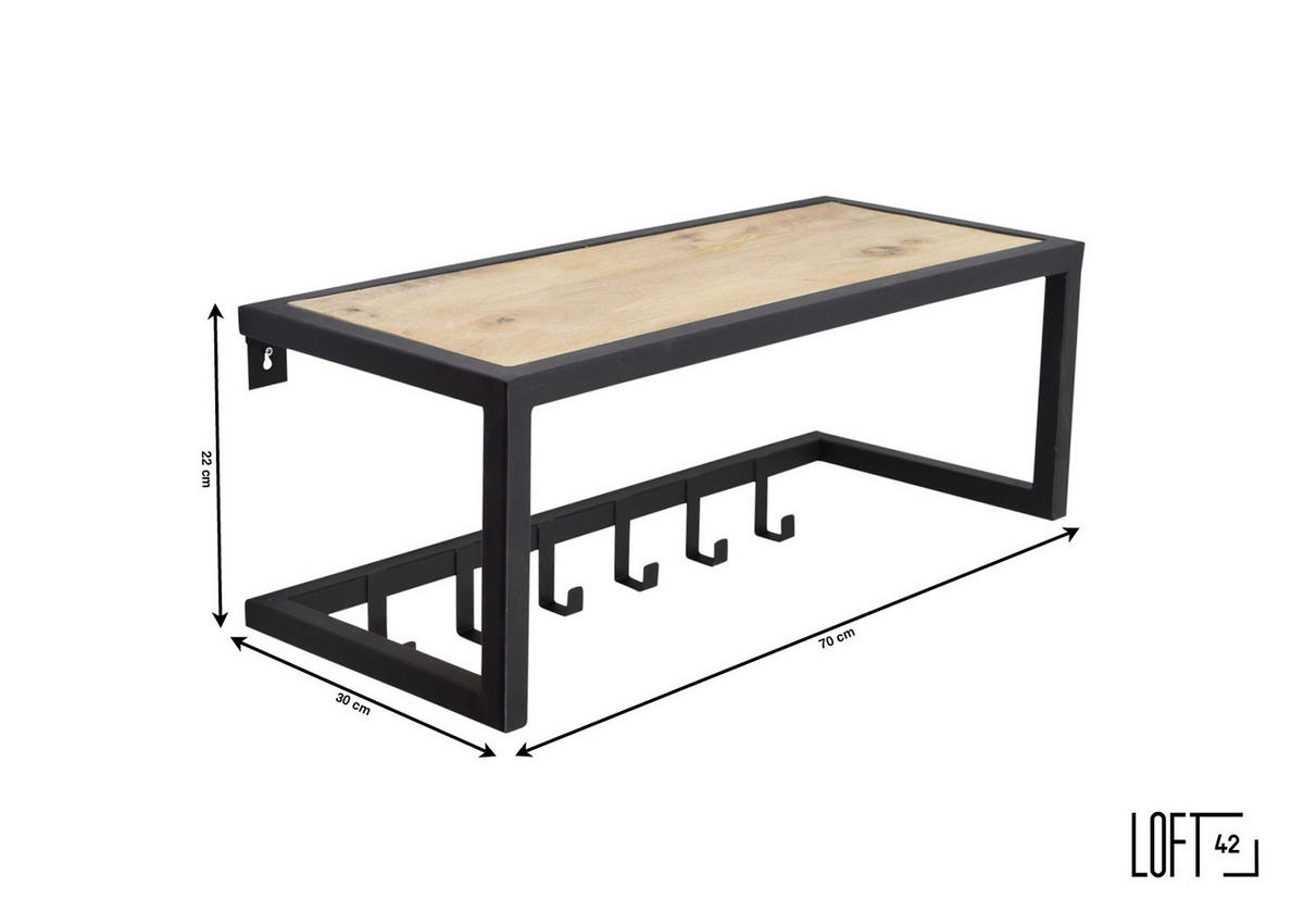 KLEIDERABLAGE Woody Schwarz - Schwarz, Metall (30/22/70cm) - LOFT42