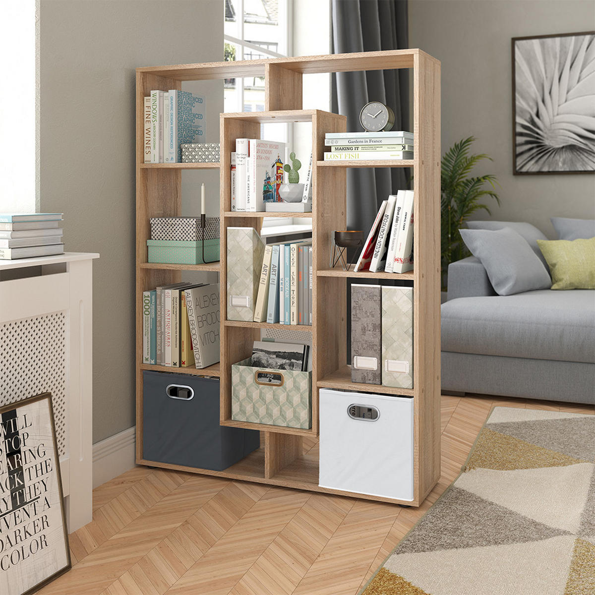 RAUMTEILER Sonoma 107.2 x 143 cm - Sonoma Eiche, Holzwerkstoff (107.2/143/29cm) - Vicco