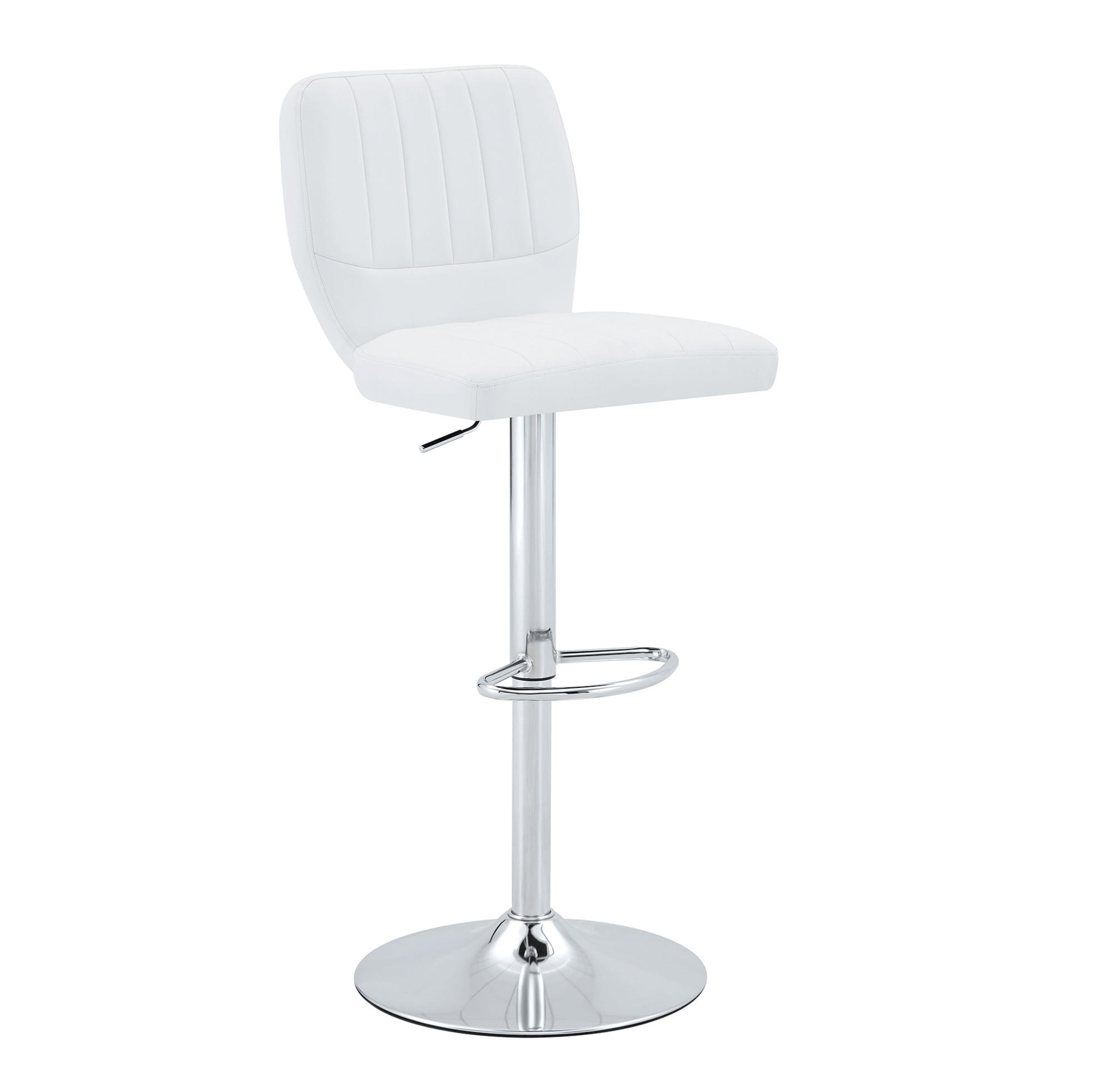 BARHOCKER höhenverstellbar mit Rückenlehne 62-83 cm Silver+White - Silberfarben, Metall (45/114/52cm) - Meubliv