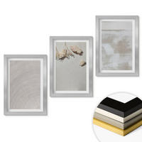 WANDBILDER 3er Set - 20x30 cm Silberner Rahmen - Boho-Textur aus Sandsteinen - Silberfarben, Kunststoff (20/30cm) - ArtPrintCave