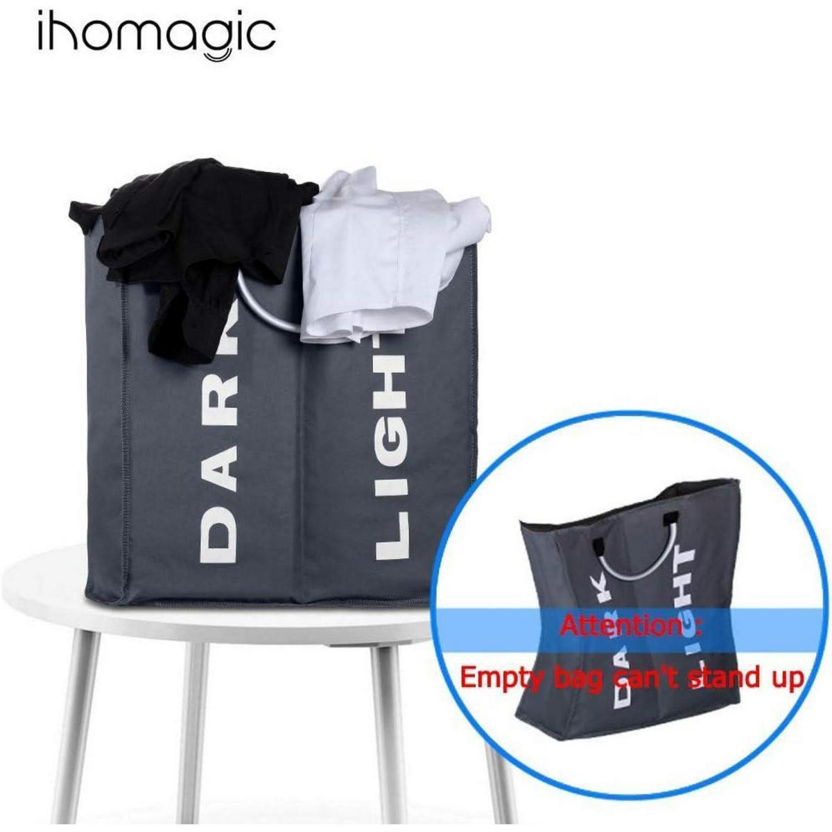 WÄSCHESORTIERER 2 Fächer Dunkelgrau 60L - Anthrazit, Textil (23/53/53cm)
