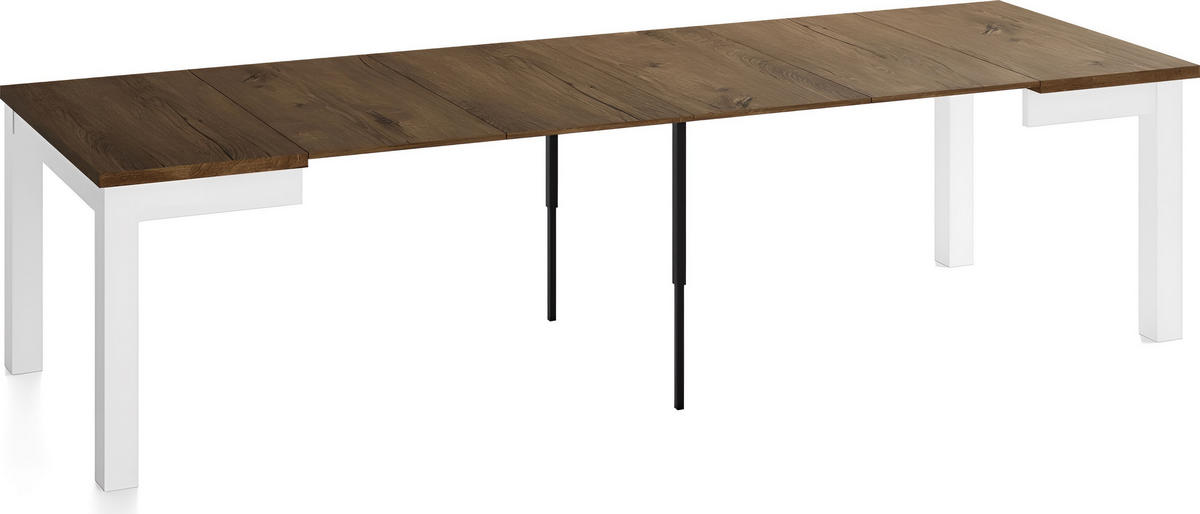 ESSTISCH Toren Weiß ausziehbar verlängerbar quadratisch, Eiche Braun Rustikal 90-290/90/76.5 cm - Alteiche/Weiß, Holz/Holzwerkstoff (90/90/77cm) - WFL GROUP