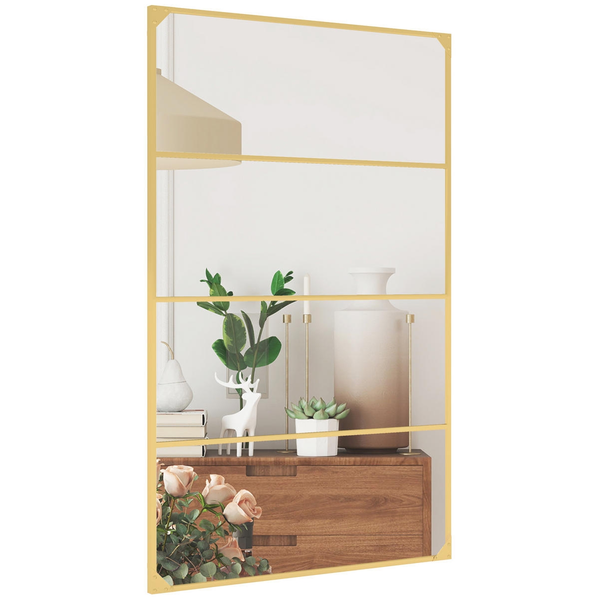 WANDSPIEGEL DE-14364 Verrière-Stil mit 4 Haken Gold - Goldfarben, Glas (109/69/2cm) - ComfortXL