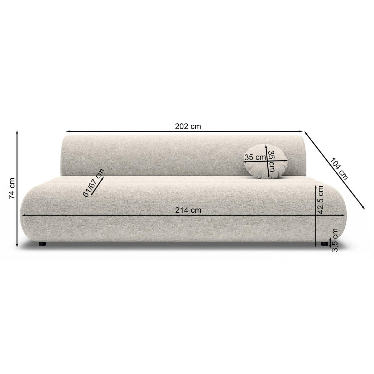 POHOVKA Arione, 214 cm - černá/šedohnědá, dřevo/plast (214/74/104cm) - Selsey