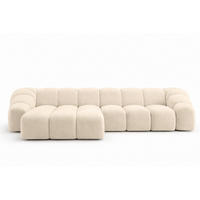 ECKSOFA Modulare L-Form, Veloursstoff Bluvel, Creme, Links, CROISSANT L - Creme, Holz (305/190cm) - Kaiser Möbel
