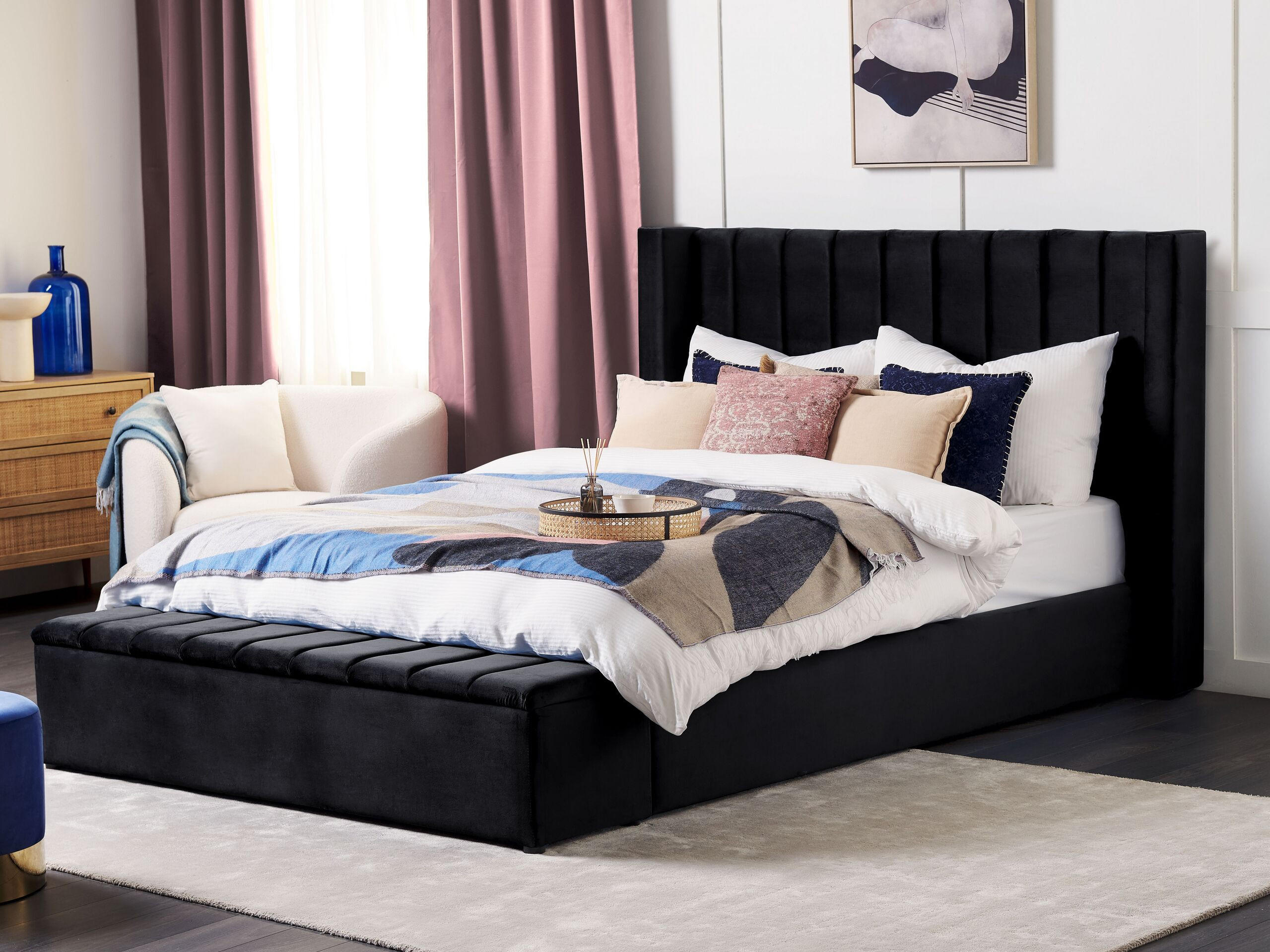 POLSTERBETT 180/200cm Schwarz Noyers - Schwarz, Textil (180/200cm) - Beliani