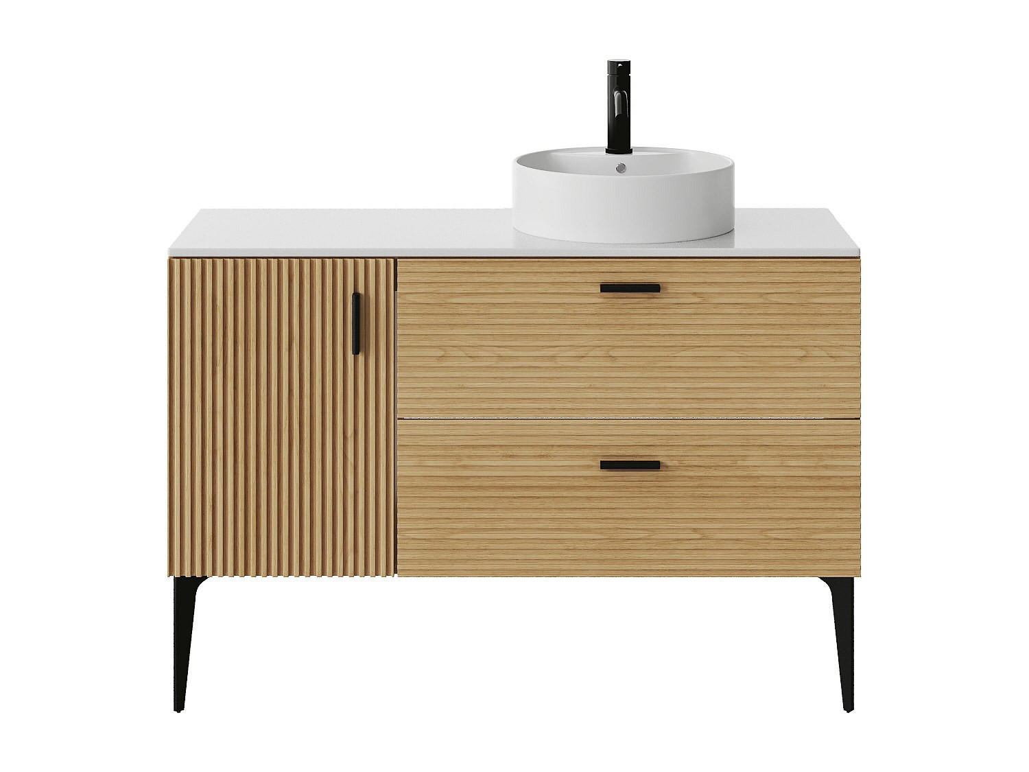 DOPPELWASCHTISCH - 120 cm x 46 cm - holz - naturfarben hell Sarone - Weiß, Holz (120/55/46cm) - Vente-Unique
