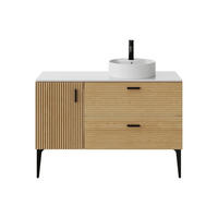 DOPPELWASCHTISCH - 120 cm x 46 cm - holz - naturfarben hell Sarone - Weiß, Holz (120/55/46cm) - Vente-Unique