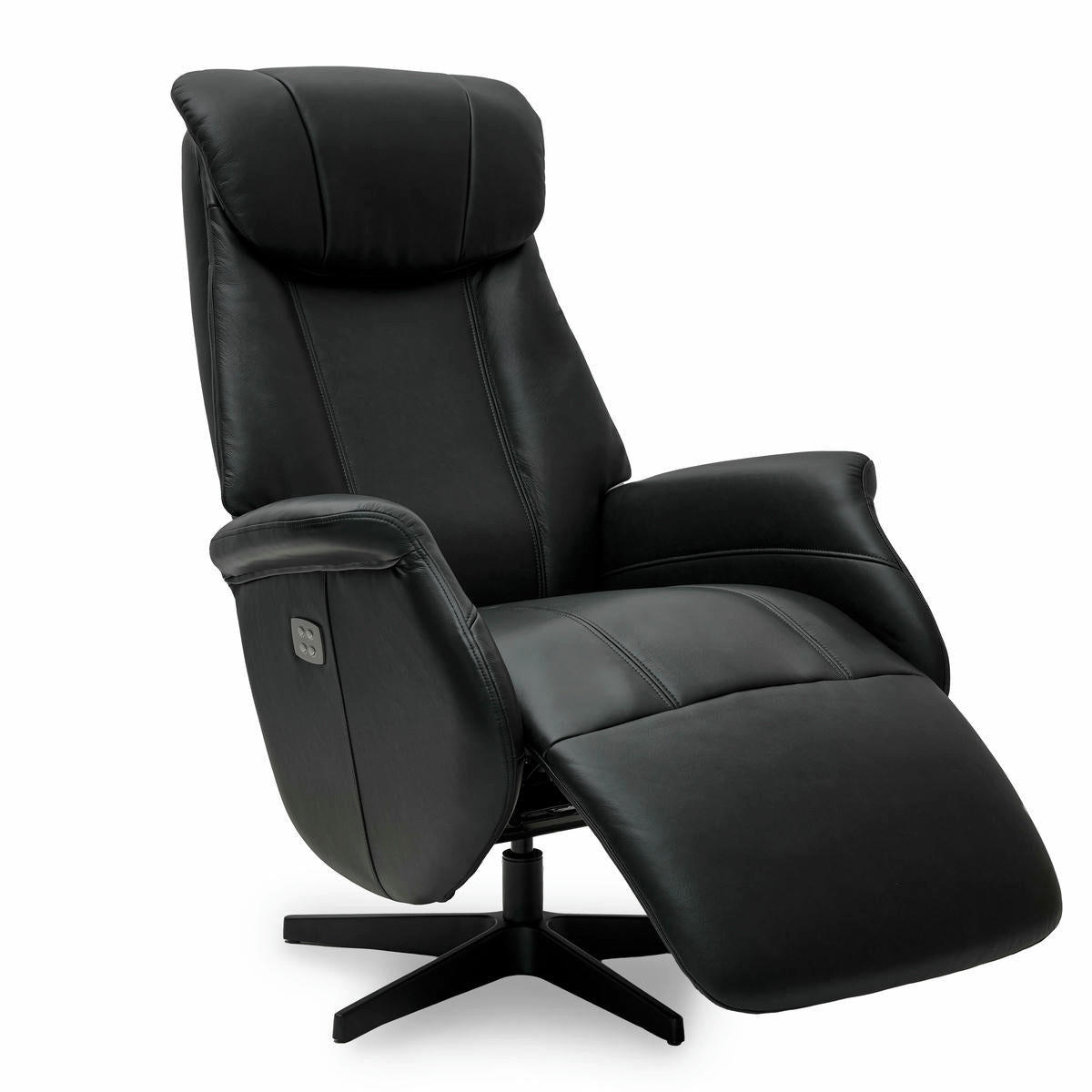 RELAXSESSEL Echtleder Schwarz - Schwarz, Leder/Metall (76/115/83cm) - Furnhouse