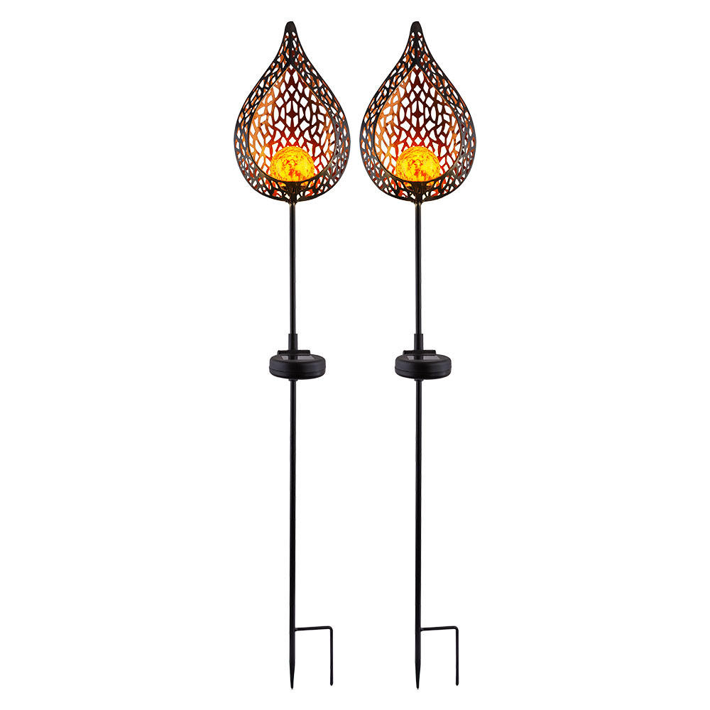 LED AUSSENLEUCHTE Solar Glas Bunt 2er Set - Multicolor, Glas (16/7/90cm)