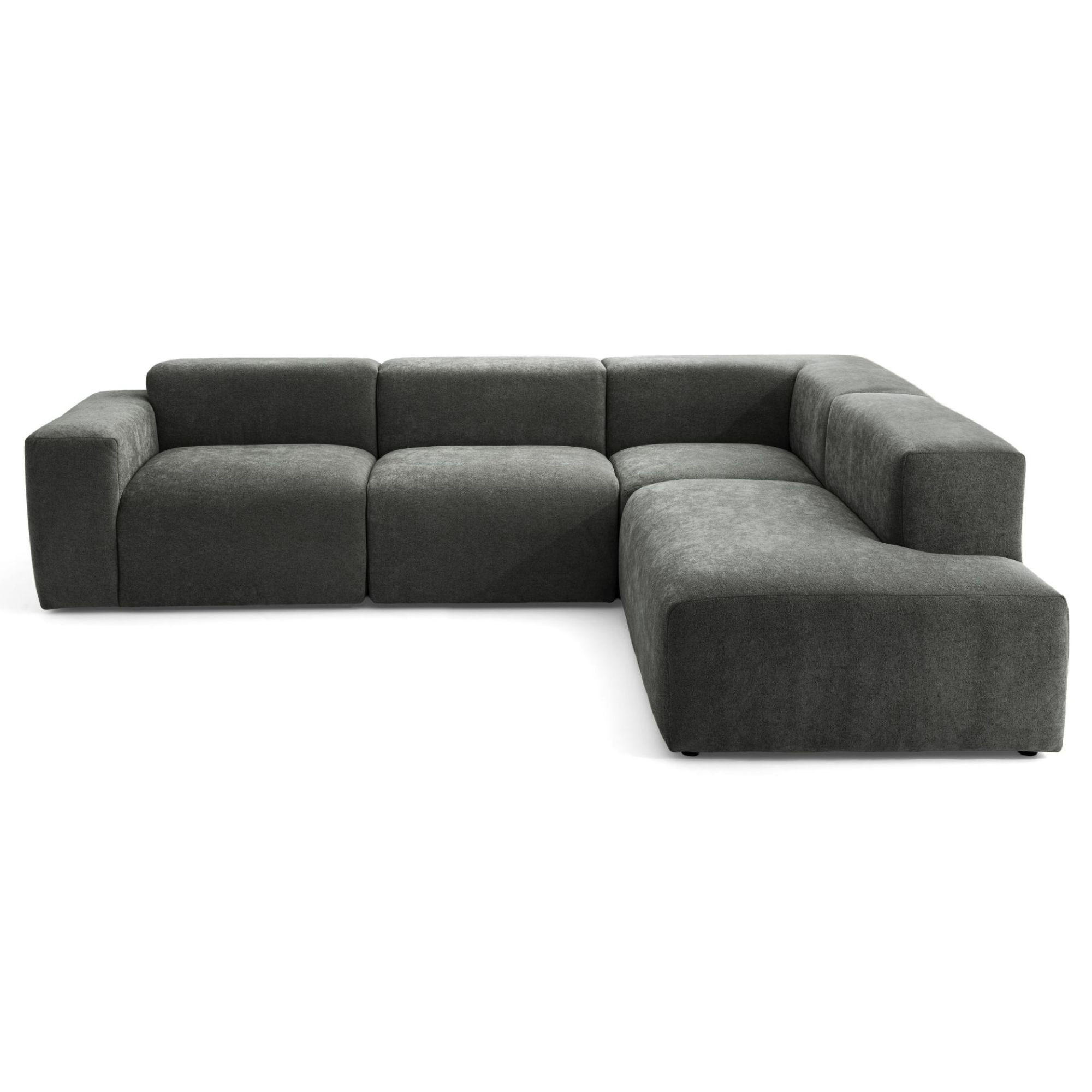 4-SITZER modulares Ecksofa HEAVEN SET 2 Rechts, Breite 300 cm Webstoff Dunkelgrau - Dunkelgrau/Schwarz, Holz/Kunststoff (245/300cm) - Muffo