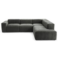 4-SITZER modulares Ecksofa HEAVEN SET 2 Rechts, Breite 300 cm Webstoff Dunkelgrau - Dunkelgrau/Schwarz, Holz/Kunststoff (245/300cm) - Muffo