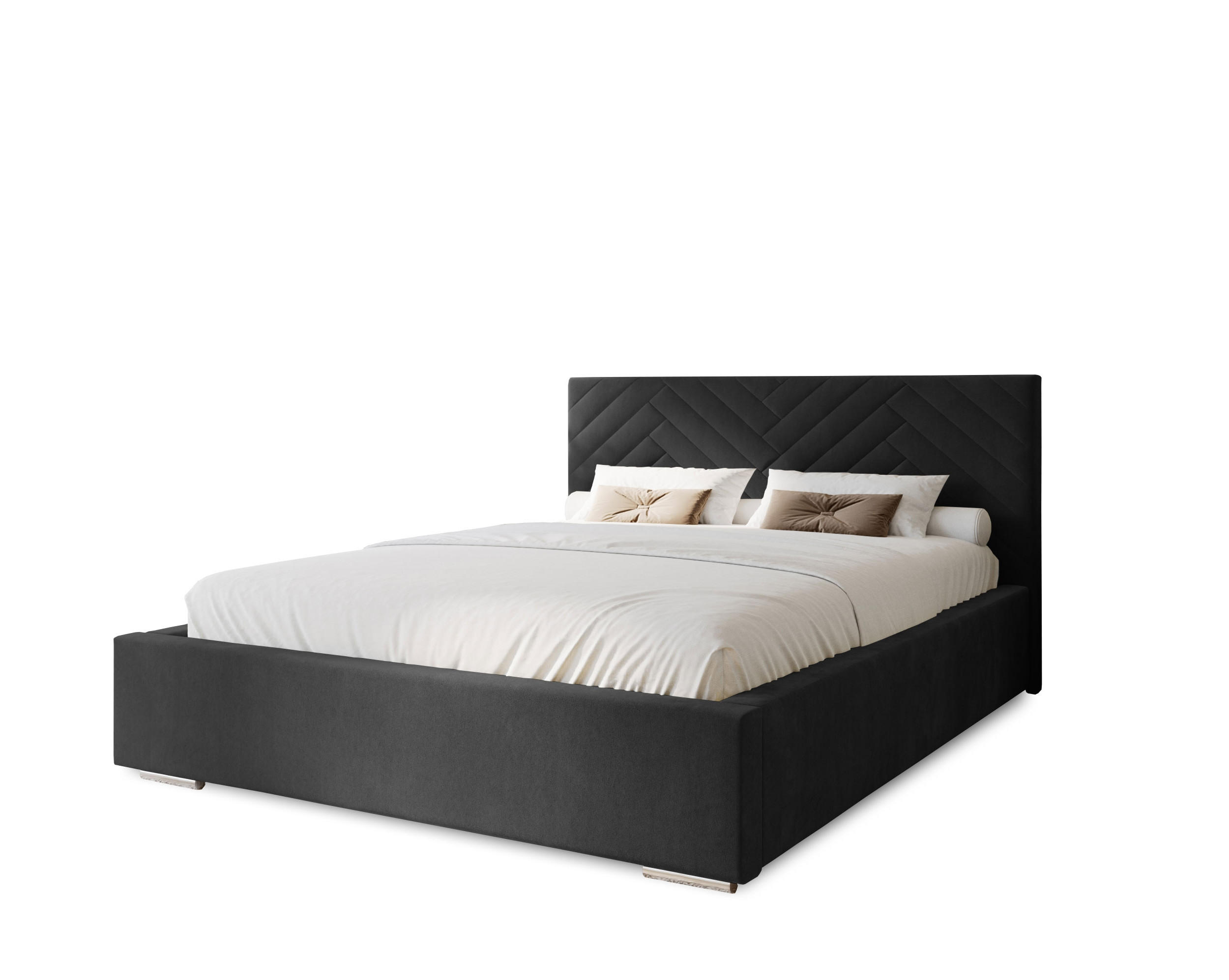 POLSTERBETT Aura 160x200 cm, Doppelbett mit Bettkasten und Lattenrost aus Holz, Velourstoff: Schwarz - Schwarz, Holz/Textil (160/200cm) - Marpur