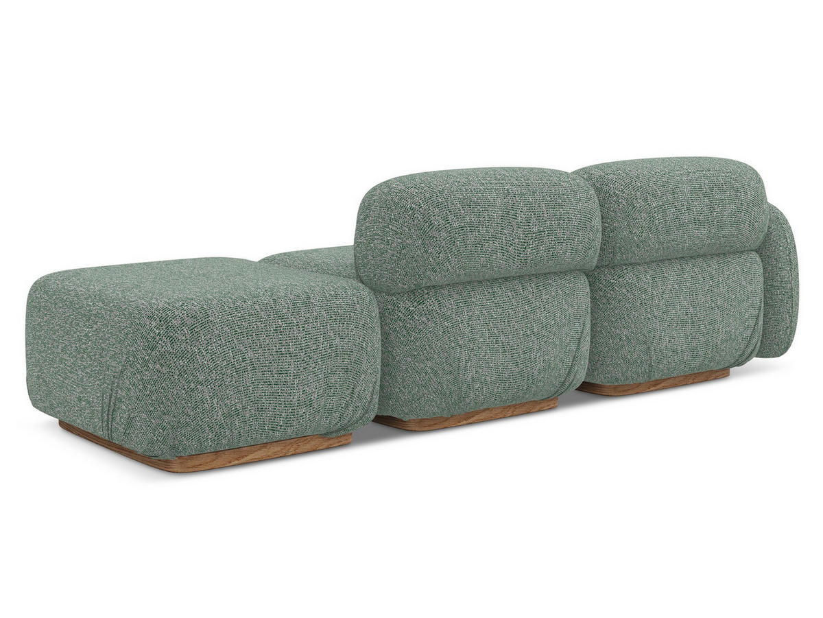 3-SITZER SOFA Rechts Strukturstoff Stoff Grün - Braun/Hellgrün, Holz/Textil (258/73/95cm) - Makamii