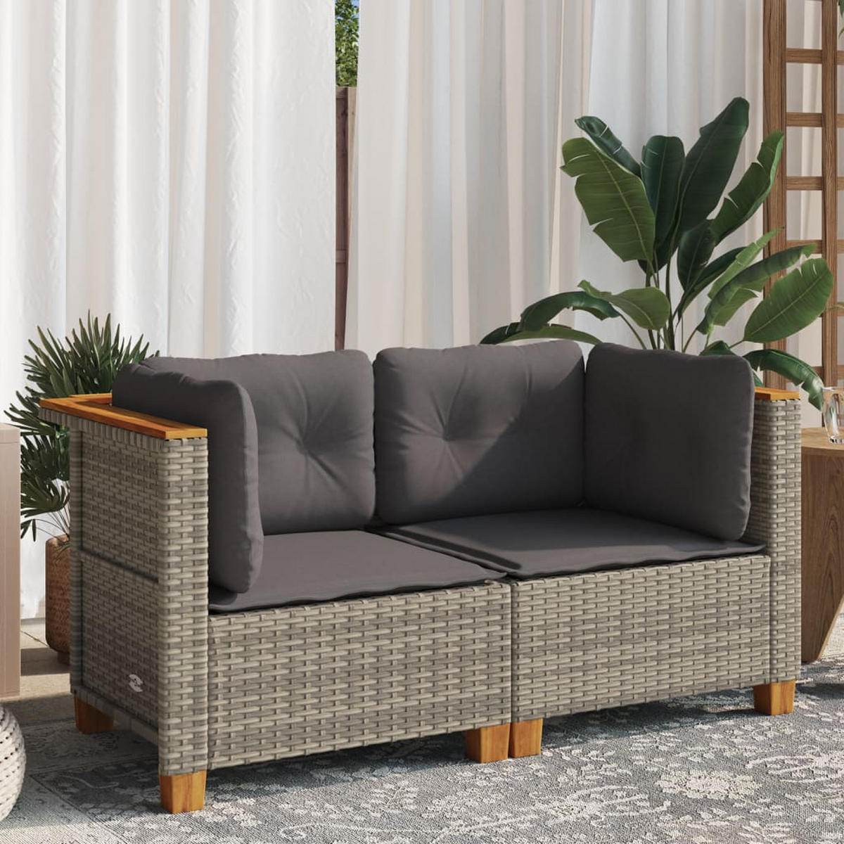 GARTENSOFA KYVOM 127/62/63.5 cm （2-SITZER） - Grau, Holz (127/62/63.5cm) - ZMH