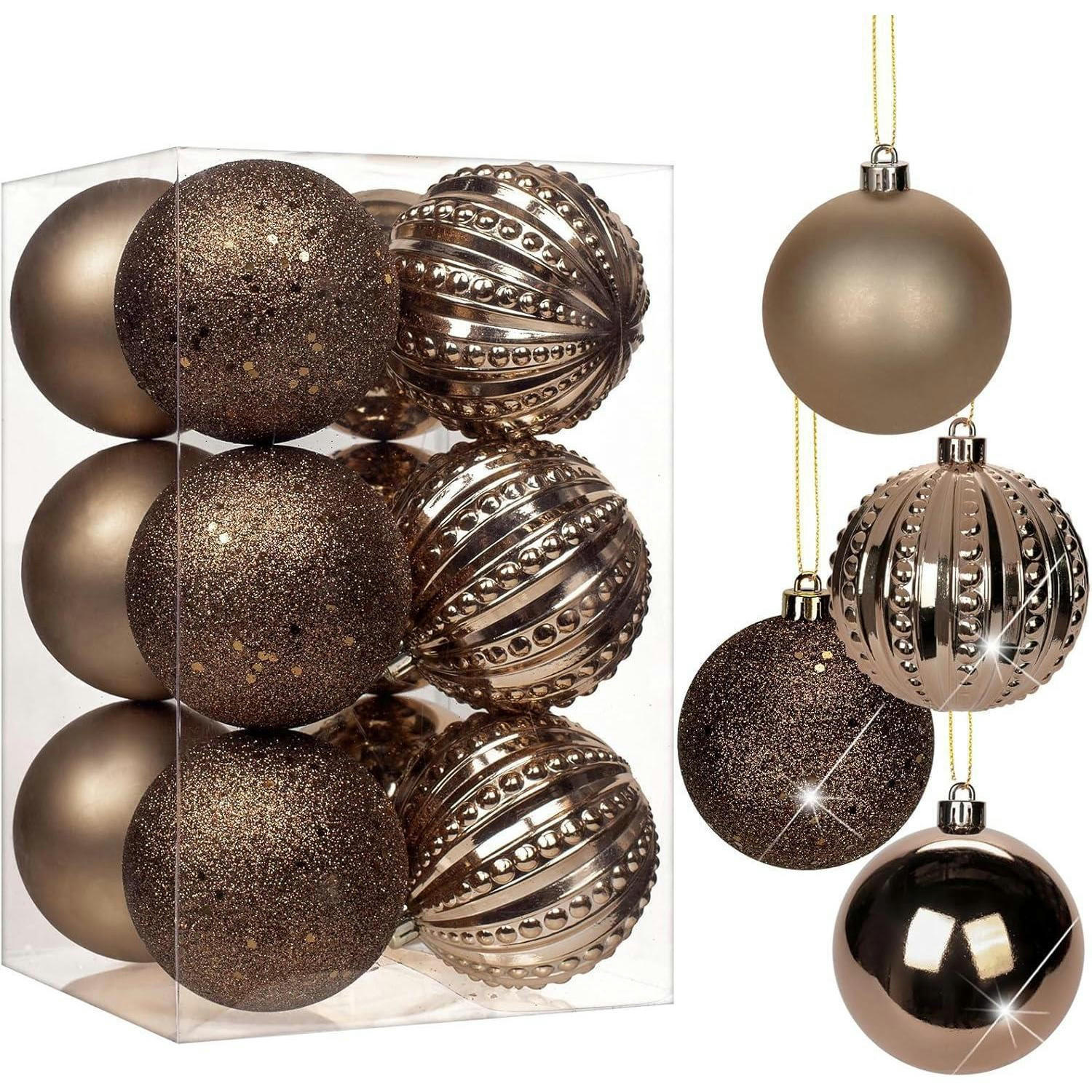 WEIHNACHTSKUGELN 12-teiliges Set Kunststoff Braun 8 cm - Bronzefarben, Kunststoff (8/8/8cm)