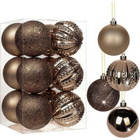 WEIHNACHTSKUGELN 12-teiliges Set Kunststoff Braun 8 cm - Bronzefarben, Kunststoff (8/8/8cm)