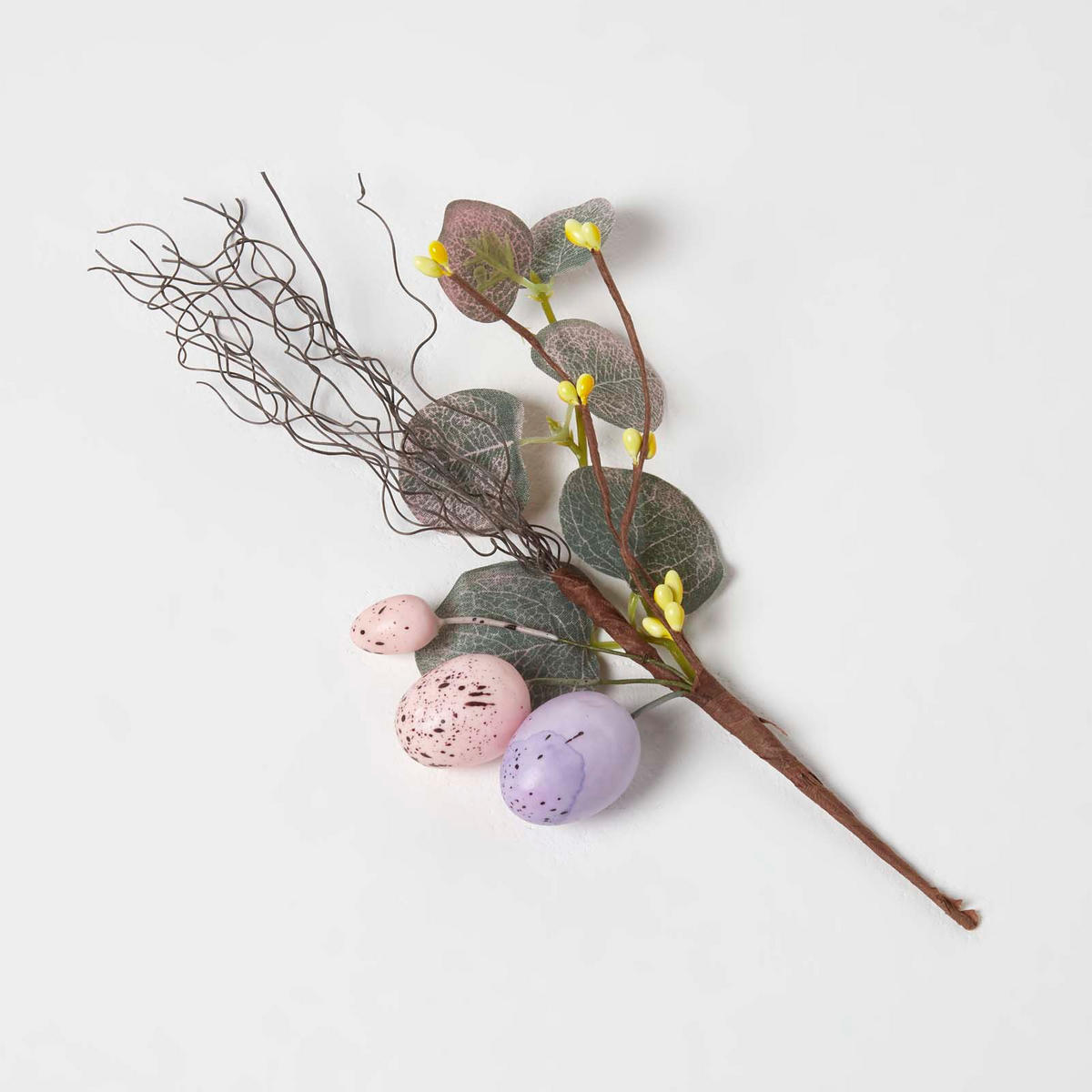 OSTERDEKO Zweig mit Ostereiern 20 cm - Flieder, Kunststoff (11/20/20cm) - Homescapes