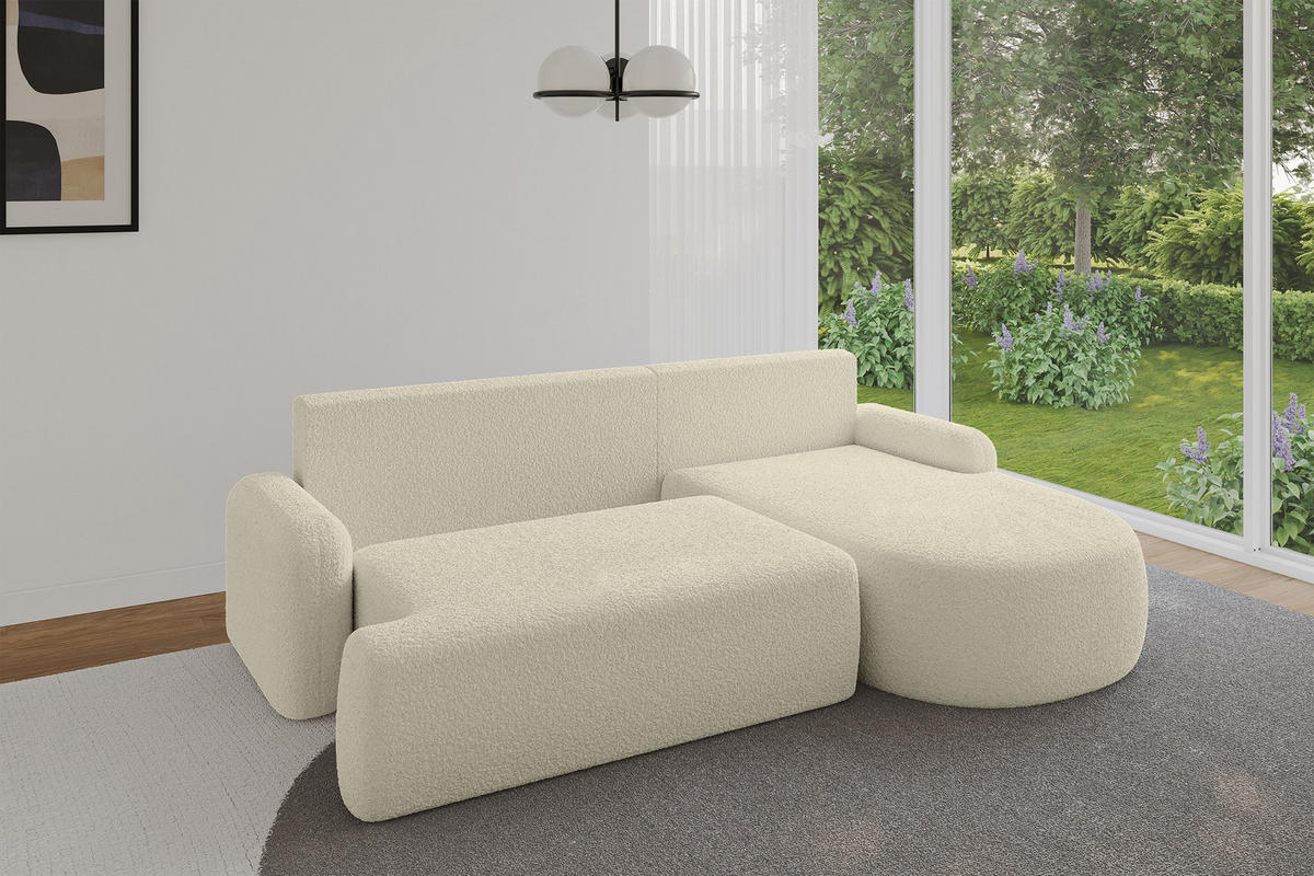 ECKSOFA mit Schlaffunktion und Bettkasten LIRA-L - 264x172x89 Beige - Beige, Holzwerkstoff/Textil (172/264cm) - ALTDECOR